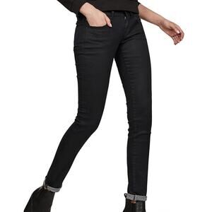 G-Star Raw NWT Lynn Mid Waist Skinny Black Jeans Size 24 Super Stretch Twill